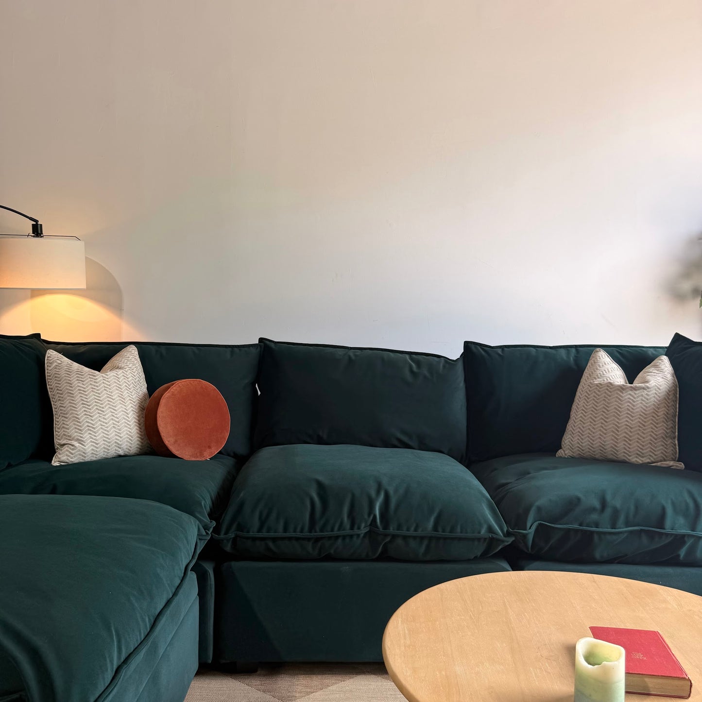 Albany Park Kova Sofa 122 + Ottoman in Dark Teal Velvet
