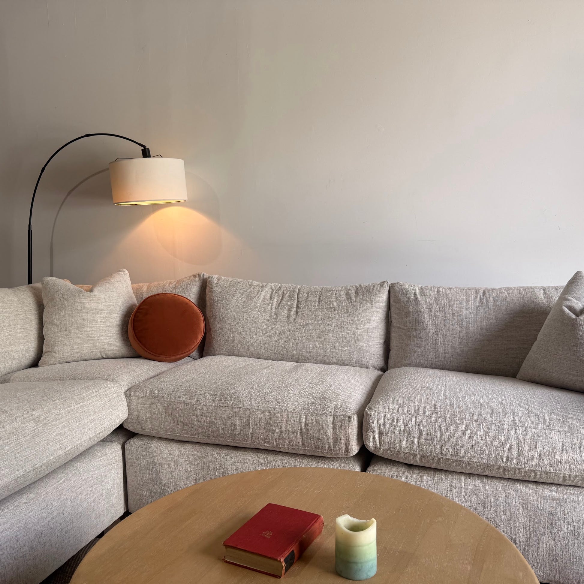 Brook L-Shape Enclosed Sectional in Anquilla Ivory Performance Chenille — Kindred Couches