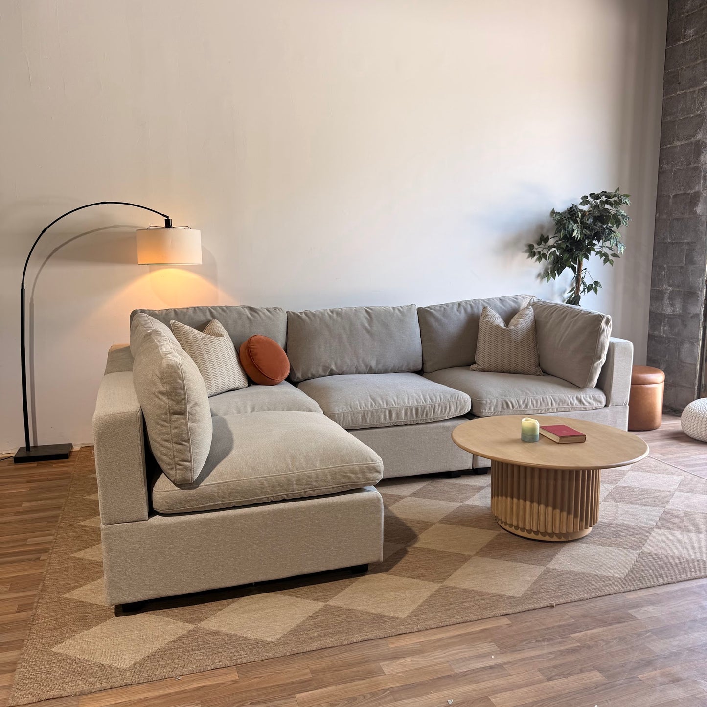 Albany Park Kova Box Cushion L-Shape in Oatmeal Chenille