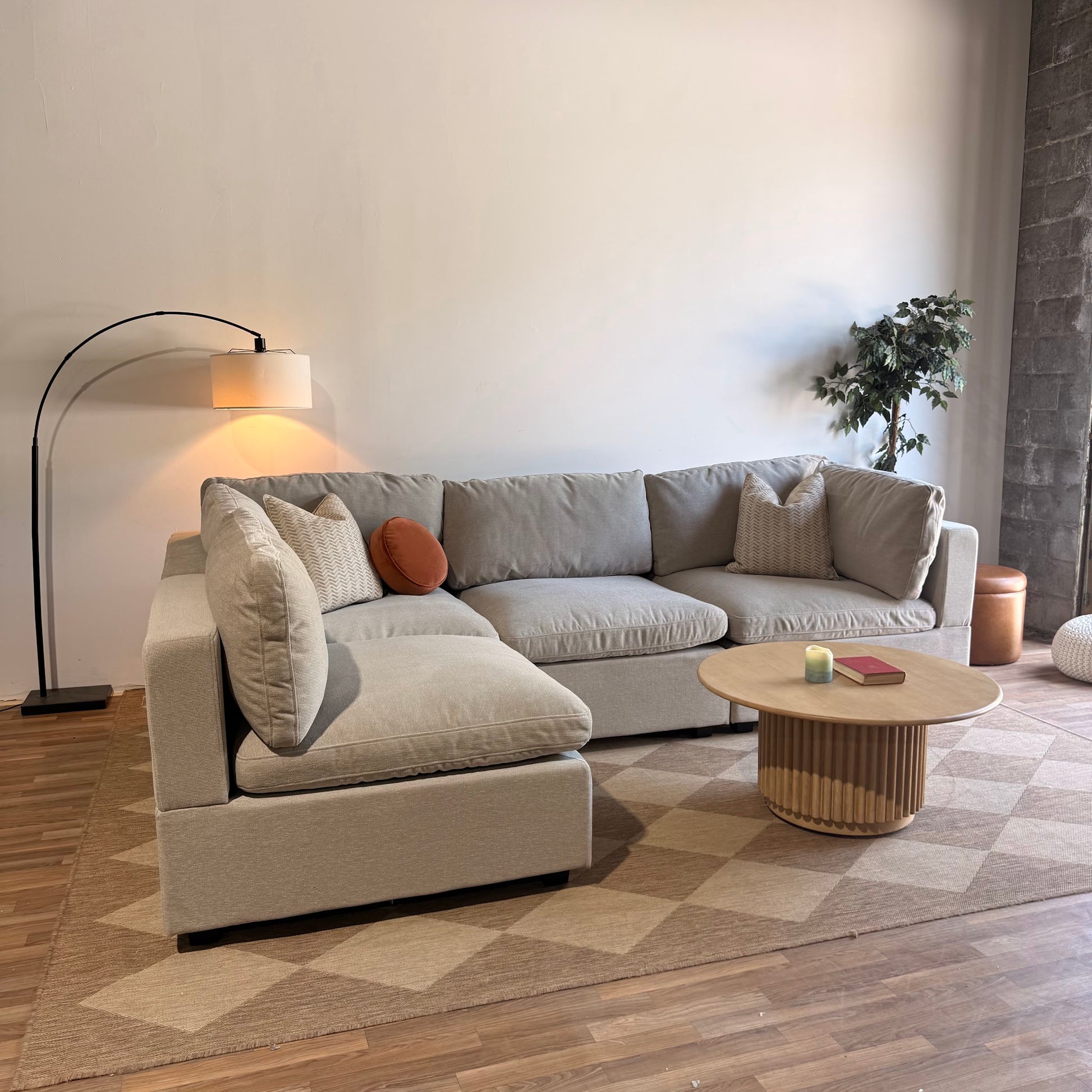 Albany Park Kova Box Cushion L-Shape in Oatmeal Chenille