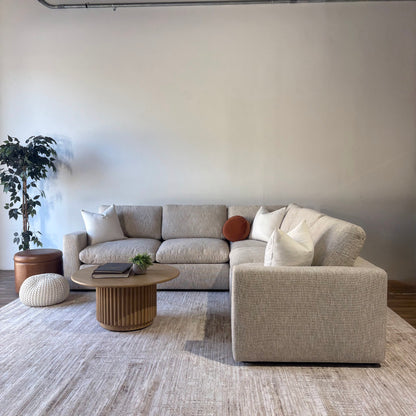 Cypress Corner Sectional in Oatmeal Basketweave, reversed layout