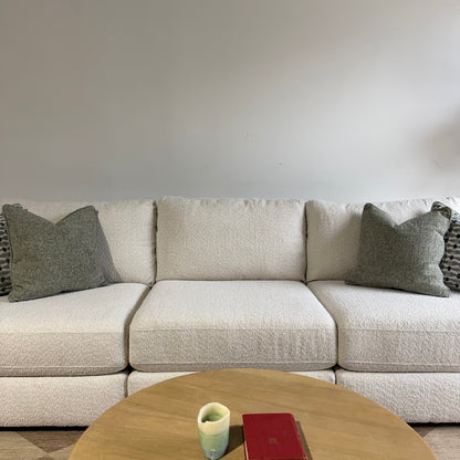 Oak Sofa in Performance Snow Boucle by Kindred Couches