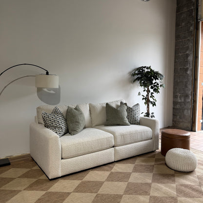 Oak Loveseat in Performance Snow Boucle by Kindred Couches