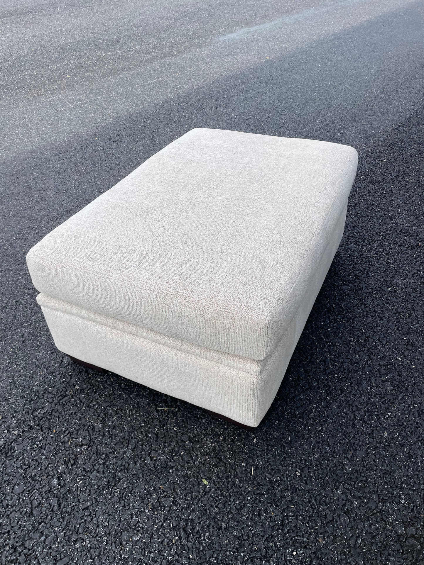 Conrad Storage Ottoman in beige Sand Fabric