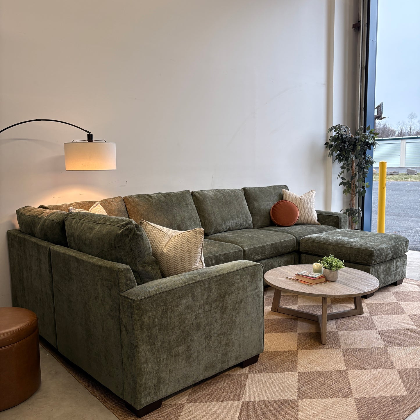 Atlas Modular U Shaped Sectional in Green Chenille