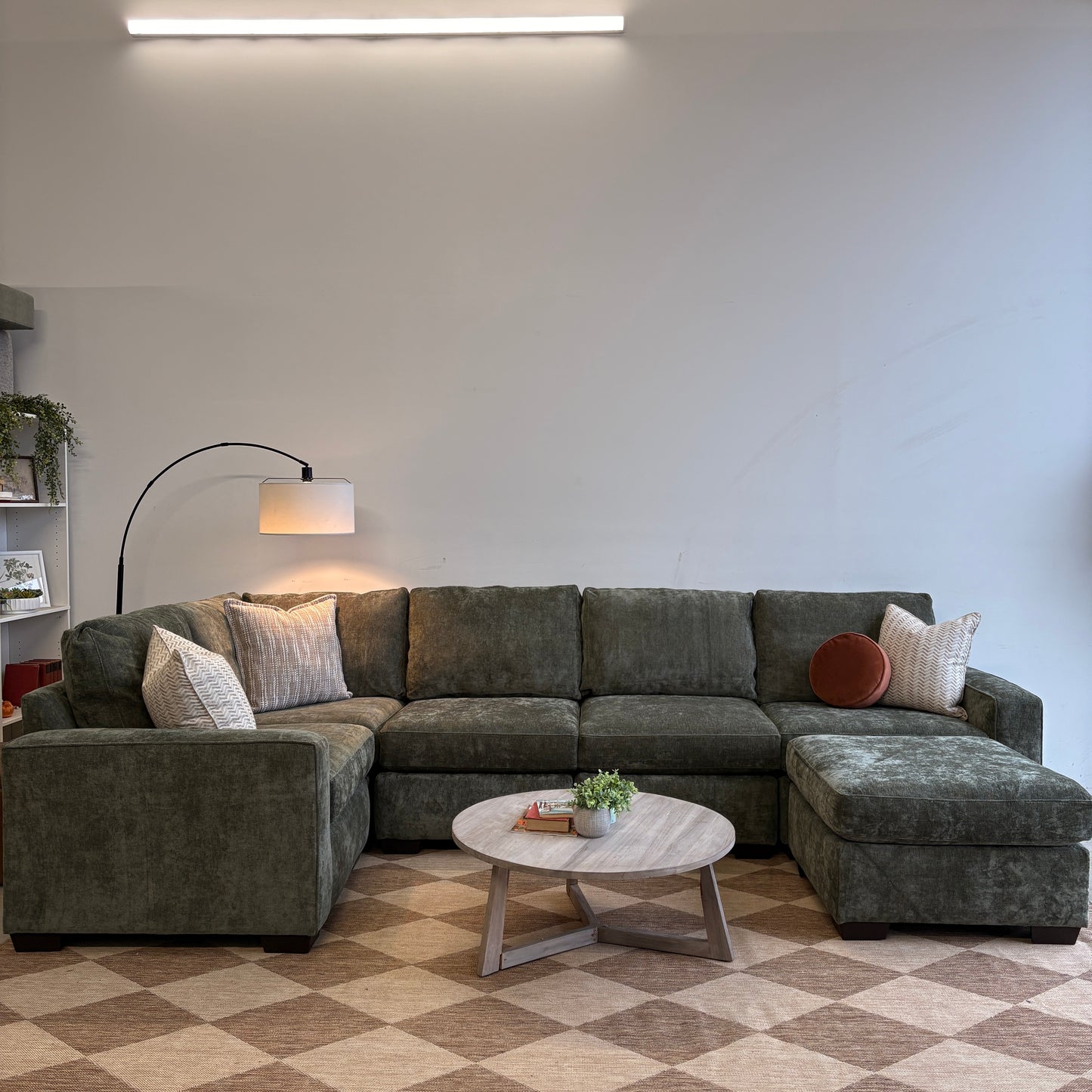 Atlas Modular U Shaped Sectional in Green Chenille