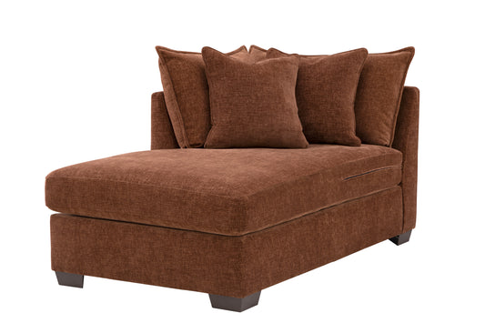 Ambler Left Chaise in Rust Red Chenille