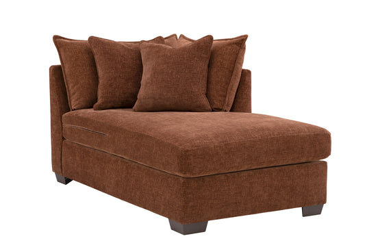 Ambler Right Chaise in Rust Red Chenille