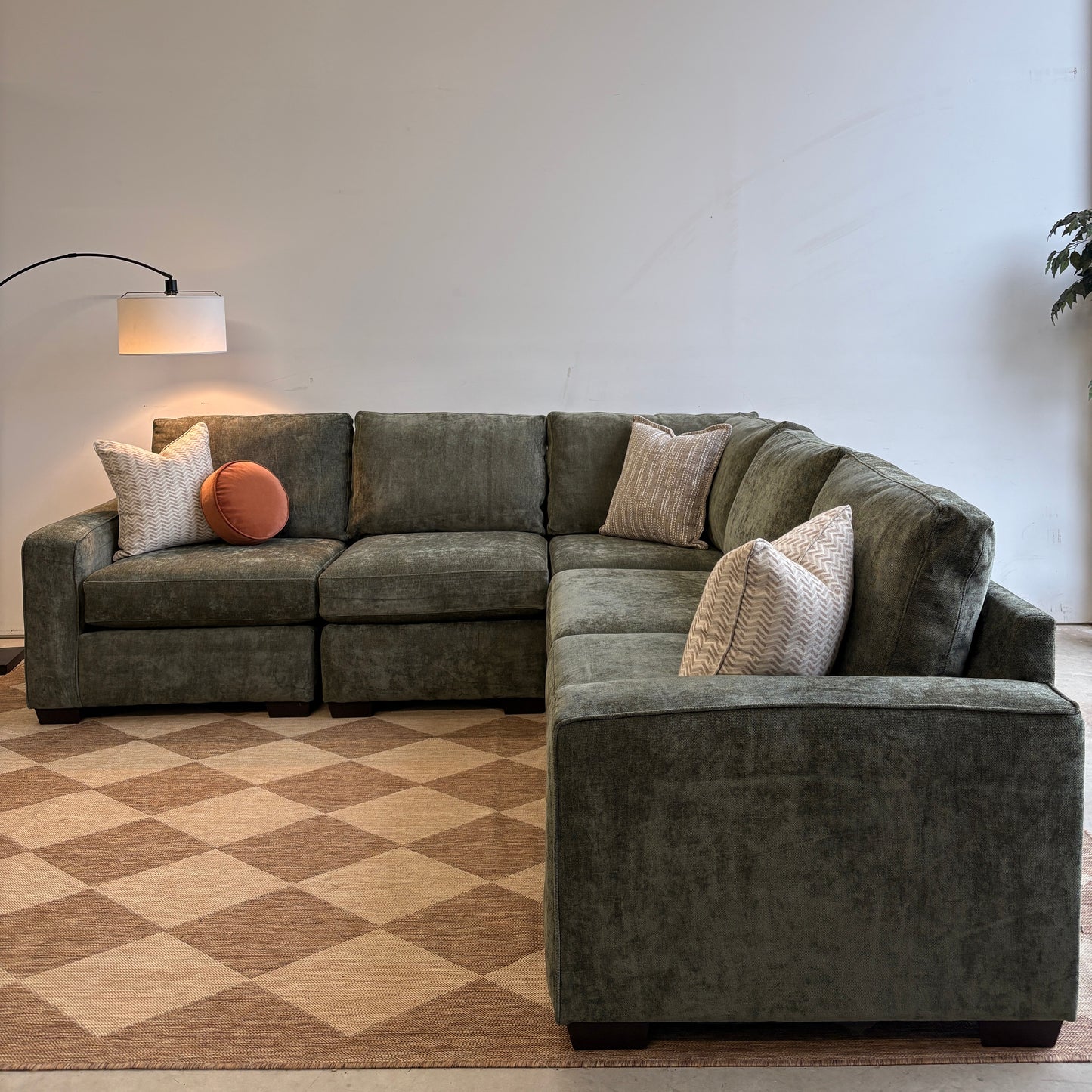 Atlas Modular Corner Sectional in Green Chenille