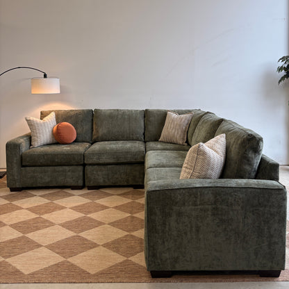 Atlas Modular Corner Sectional in Green Chenille