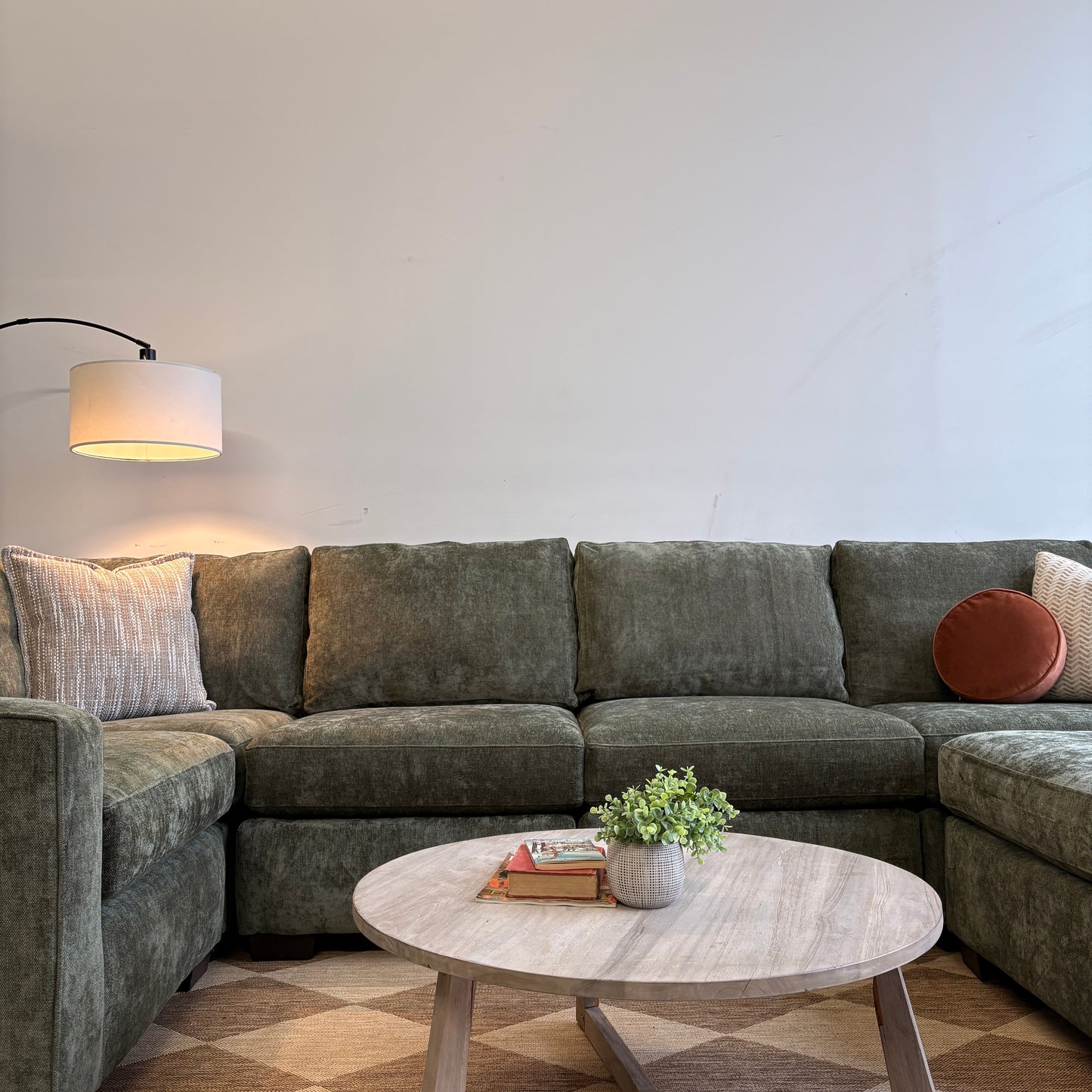 Atlas Modular U Shaped Sectional in Green Chenille