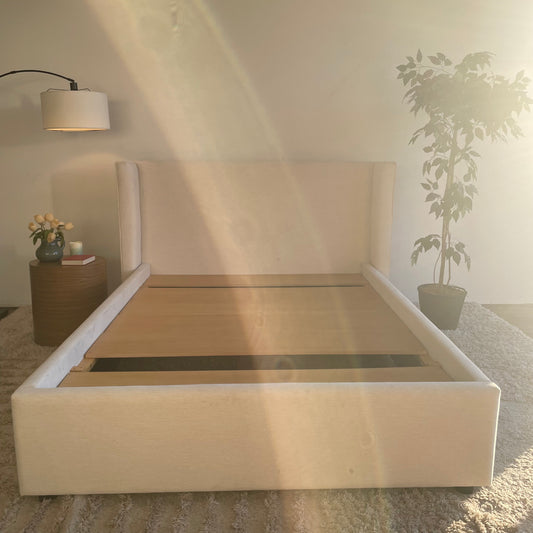Interior Define Graham Queen size Bed in Cream Performance Fabric