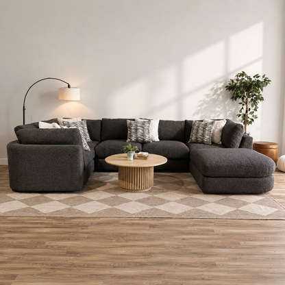 Georgia U-Shape Enclosed Sectional in Cream Boucle
