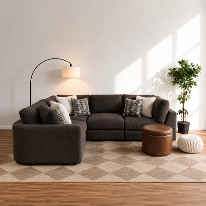 Georgia L-Shape Enclosed Sectional in Cream Boucle