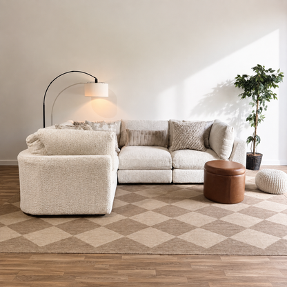 Georgia L-Shape Enclosed Sectional in Cream Boucle
