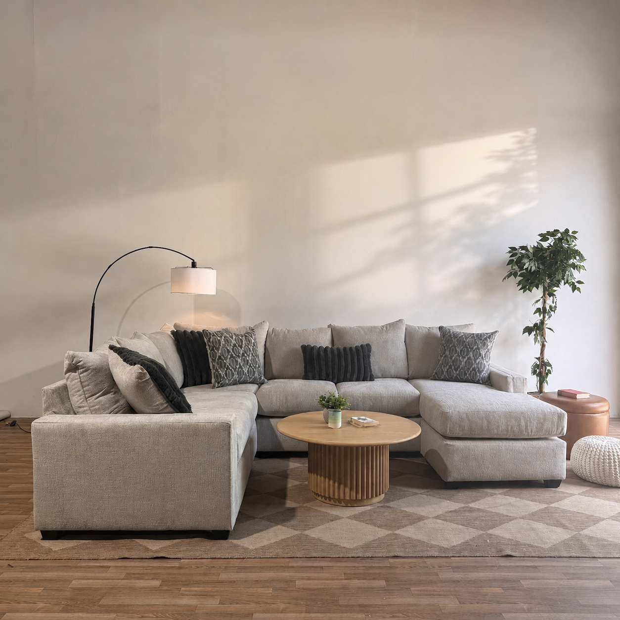 Carter Sectional in Beige Fabric
