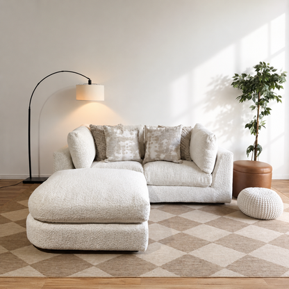 Georgia Loveseat + Ottoman in Cream Boucle
