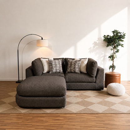 Georgia Loveseat + Ottoman in Cream Boucle