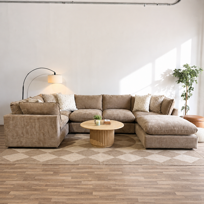 Mesa U-Shape Enclosed Sectional in Sage Green Chenille