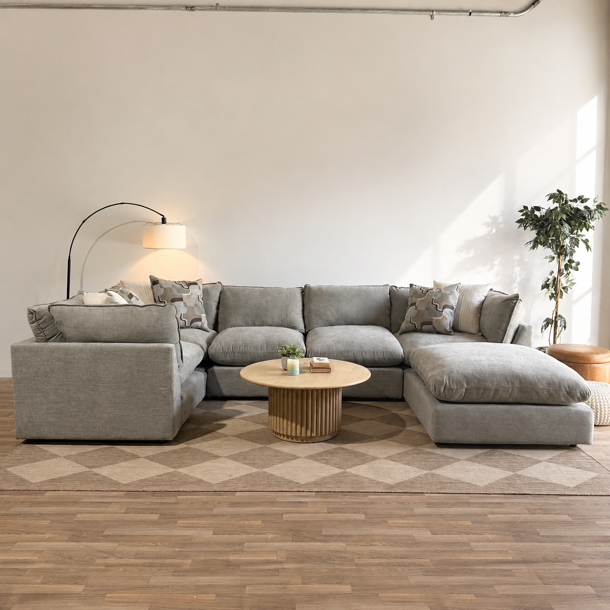Mesa U-Shape Enclosed Sectional in Sage Green Chenille