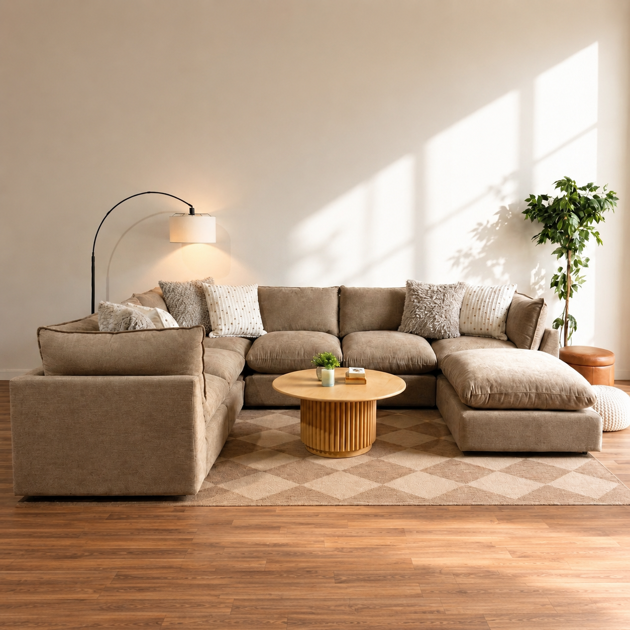 Mesa Grand Corner Sectional + Ottoman in Sage Green Chenille