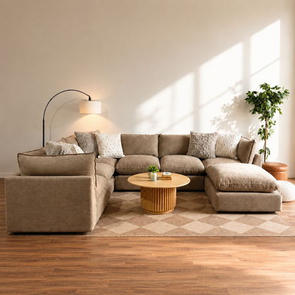 Mesa Grand Corner Sectional + Ottoman in Sage Green Chenille