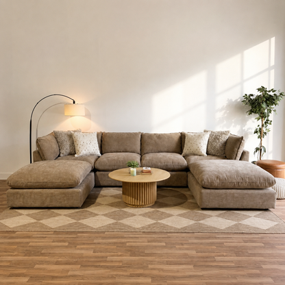 Mesa Double Chaise Sectional in Sage Green Chenille
