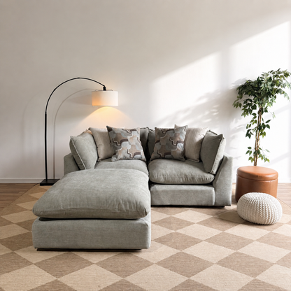 Mesa Loveseat + Ottoman in Sage Green Chenille