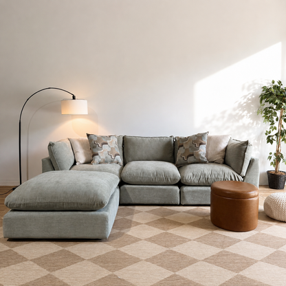 Mesa Sofa + Ottoman in Sage Green Chenille