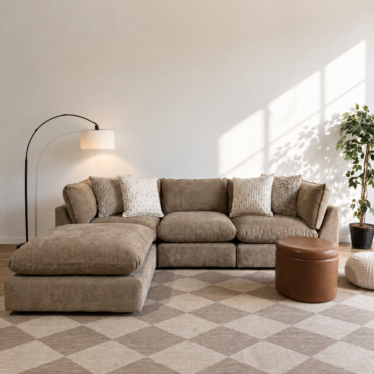 Mesa Sofa + Ottoman in Sage Green Chenille