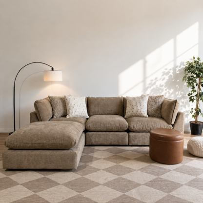 Mesa Sofa + Ottoman in Sage Green Chenille