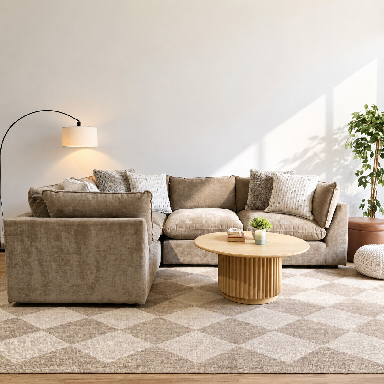 Mesa L-Shape Enclosed Sectional in Sage Green Chenille