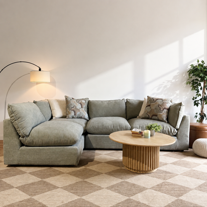 Mesa L-Shape Sectional in Sage Green Chenille