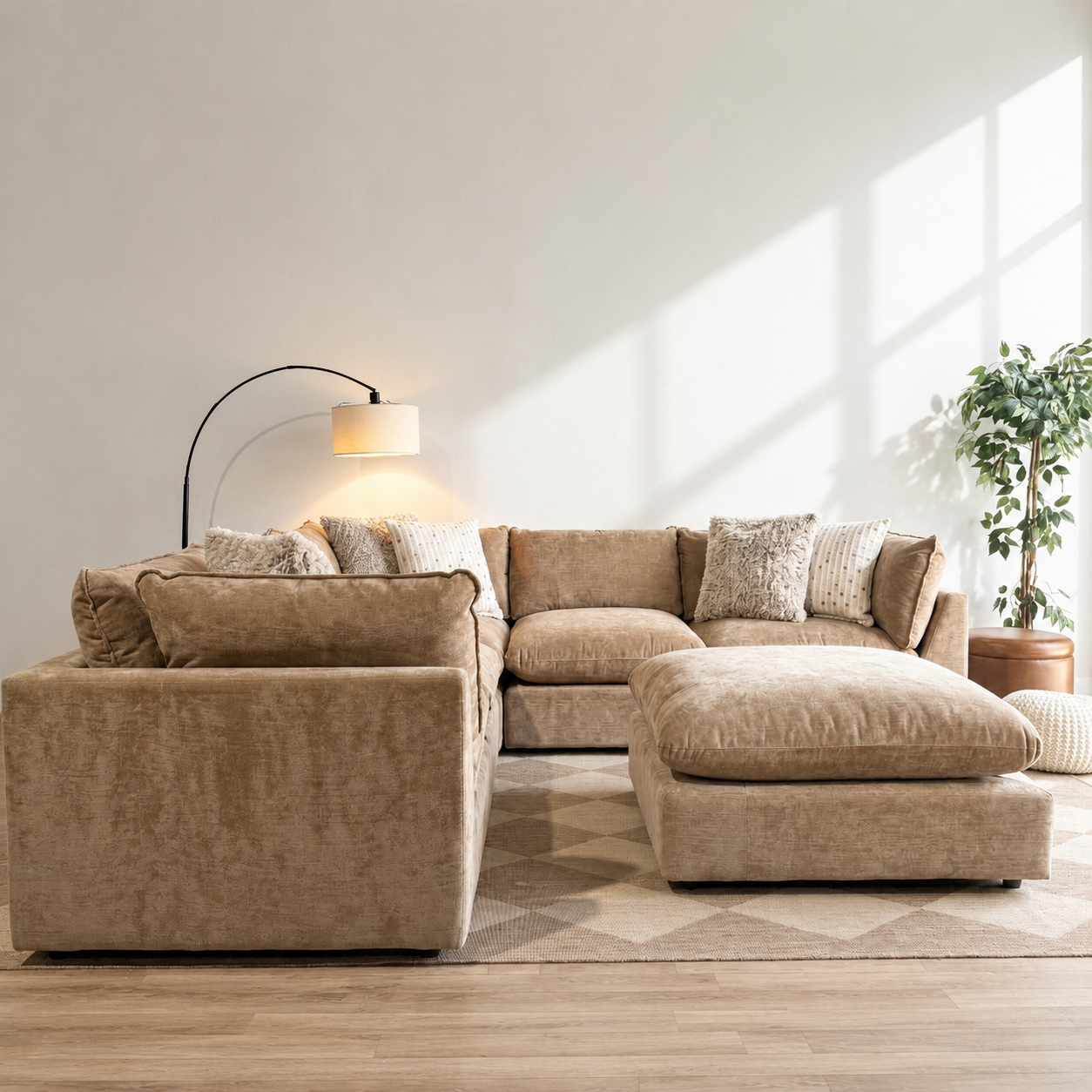 Mesa Corner Sectional + Ottoman in Sage Green