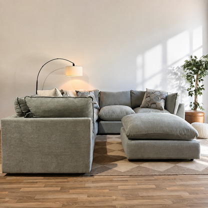Mesa Corner Sectional + Ottoman in Sage Green