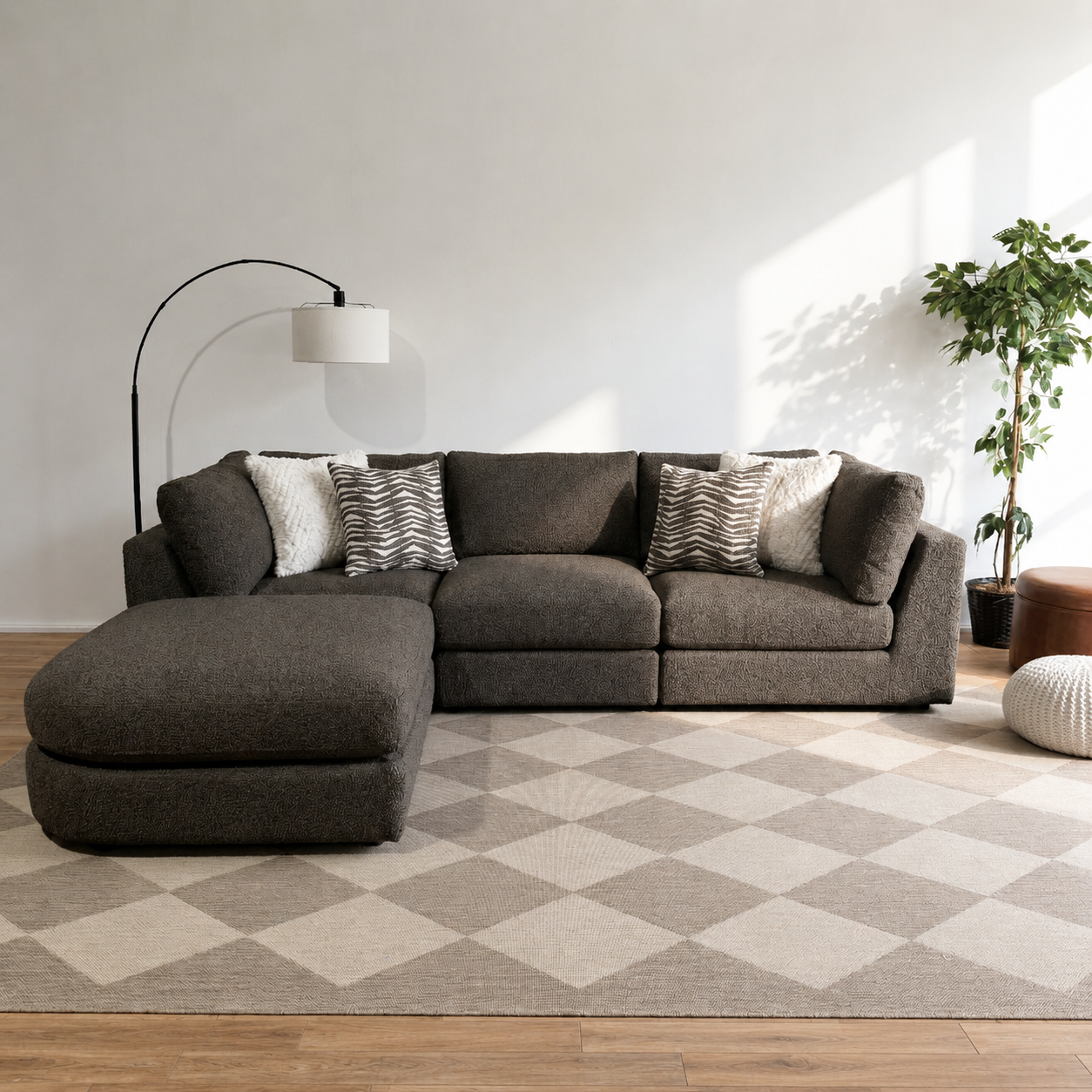 Georgia Sofa + Ottoman in Cream Boucle