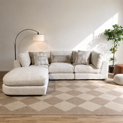 Georgia Sofa + Ottoman in Cream Boucle
