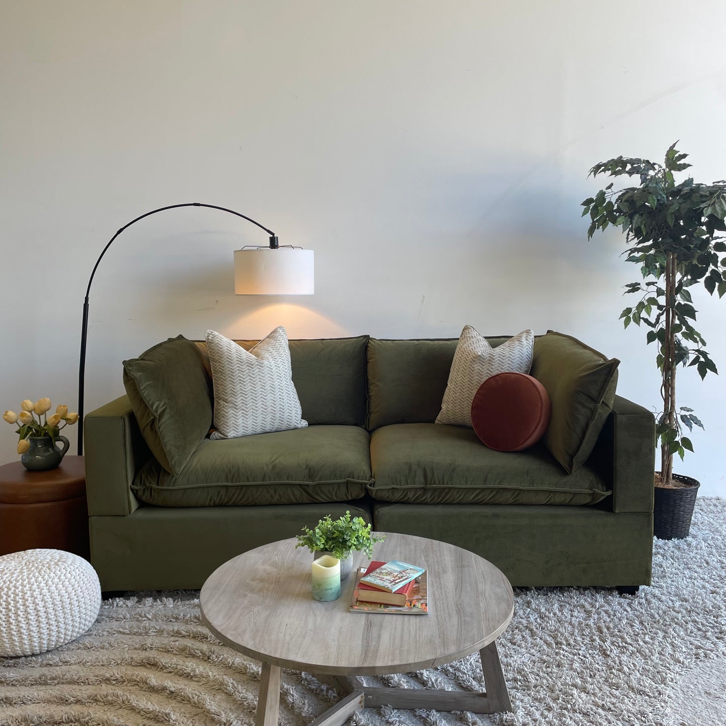 Bellamia Luna Loveseat in Green Performance Velvet