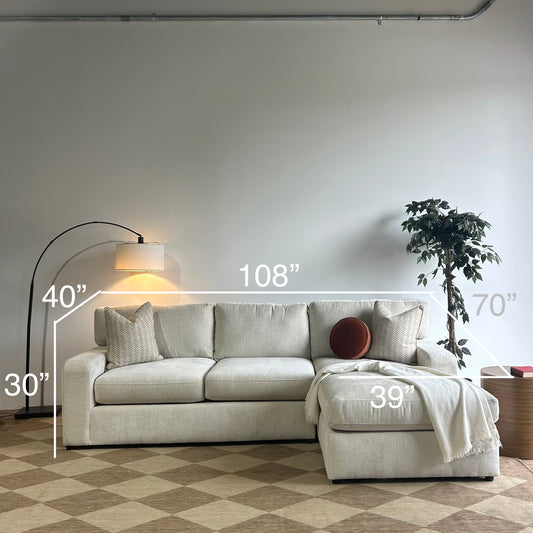 Rowan 2-piece Chaise Sectional in Cream Performance Chenille