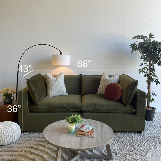 Bellamia Luna Loveseat in Green Performance Velvet