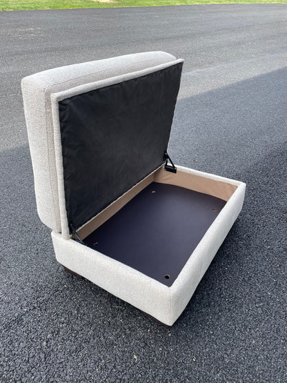 Conrad Storage Ottoman in beige Sand Fabric