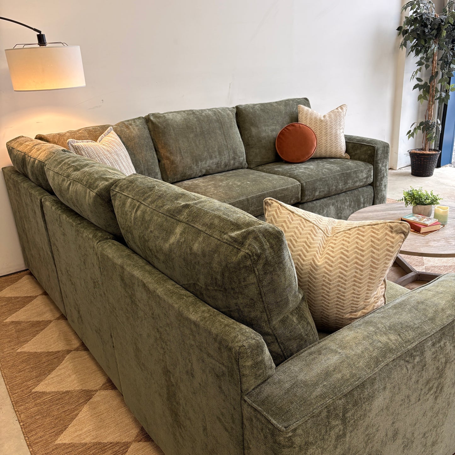 Atlas Modular Corner Sectional in Green Chenille