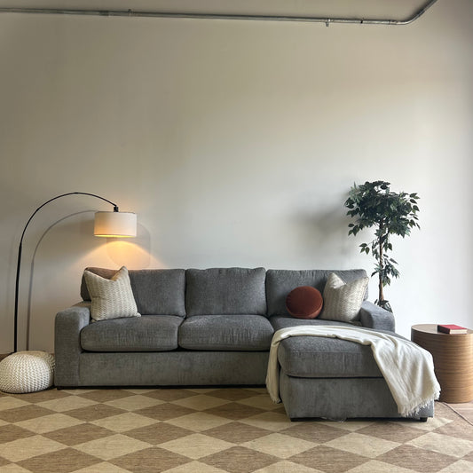 Rowan 2-piece Chaise Sectional in Gray Chenille