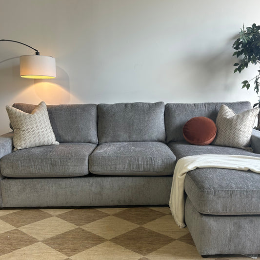 Rowan 2-piece Chaise Sectional in Gray Chenille