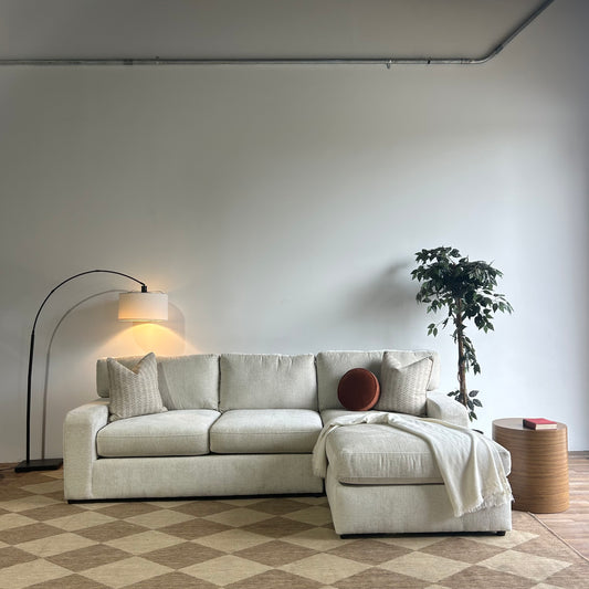 Rowan 2-piece Chaise Sectional in Cream Performance Chenille