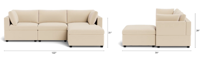 Albany Park Kova Modular 4 Pc Sectional in Spruce Performance Chenille (Pillow Top)