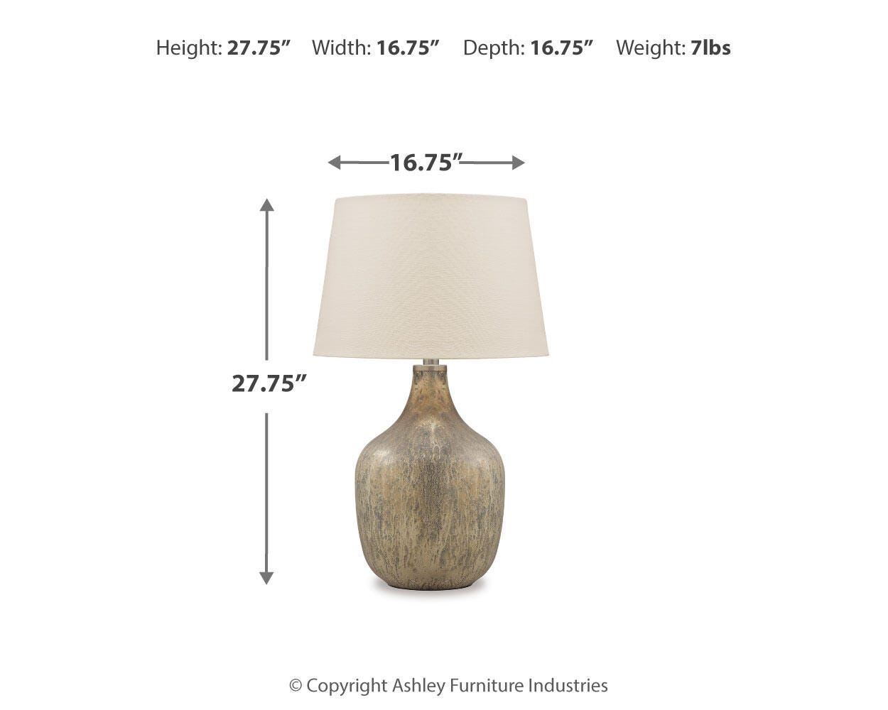 Wren Table Lamp dimension diagram