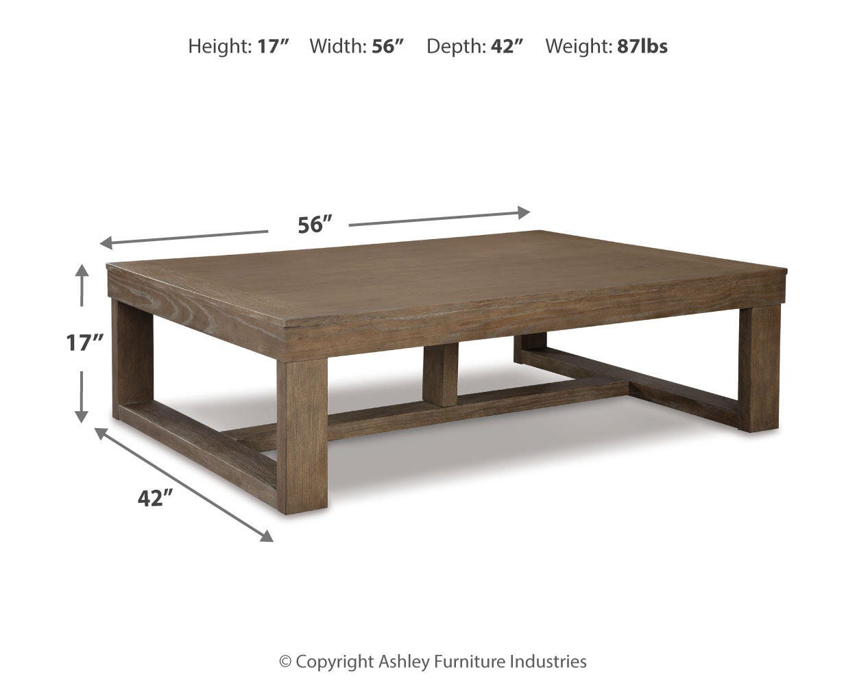 Sutton Coffee Table dimension diagram
