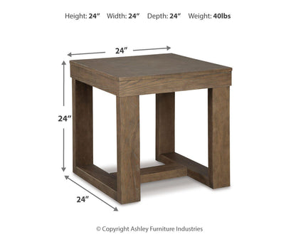 Sutton End Table dimension diagram