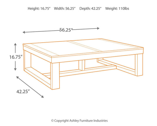 Harlow Coffee Table dimension diagram